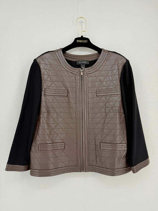Pre - loved ST. JOHN Brown w/ Black Size US 16 Jacket at Reems Closet