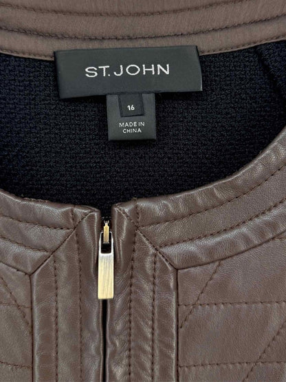 Pre - loved ST. JOHN Brown w/ Black Size US 16 Jacket at Reems Closet