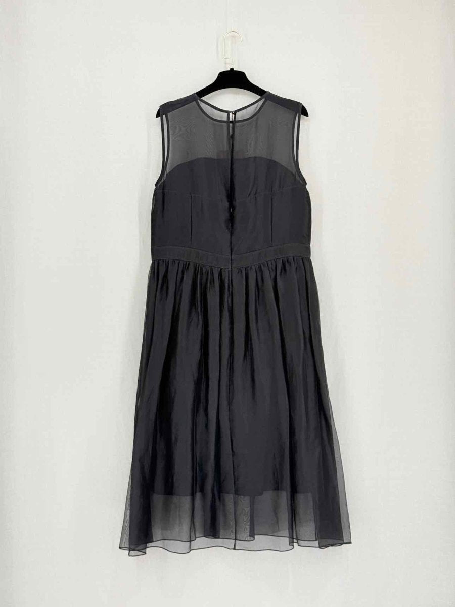 Pre-loved ST. JOHN Chiffon Overlay Black Size US 12 Midi Dress at Reems Closet