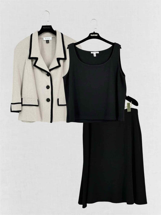 Pre-loved ST. JOHN Collection Beige & Black Size US 16 Outfit Set at Reems Closet