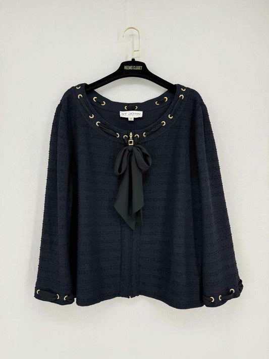 Pre - loved ST. JOHN COLLECTION Navy Blue Size US 16 Cardigan at Reems Closet