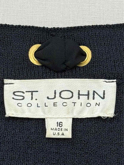 Pre - loved ST. JOHN COLLECTION Navy Blue Size US 16 Cardigan at Reems Closet