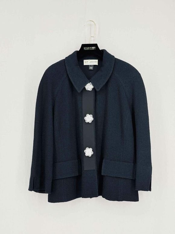 Pre-loved ST. JOHN COLLECTION Navy Blue Size US 16 Jacket at Reems Closet