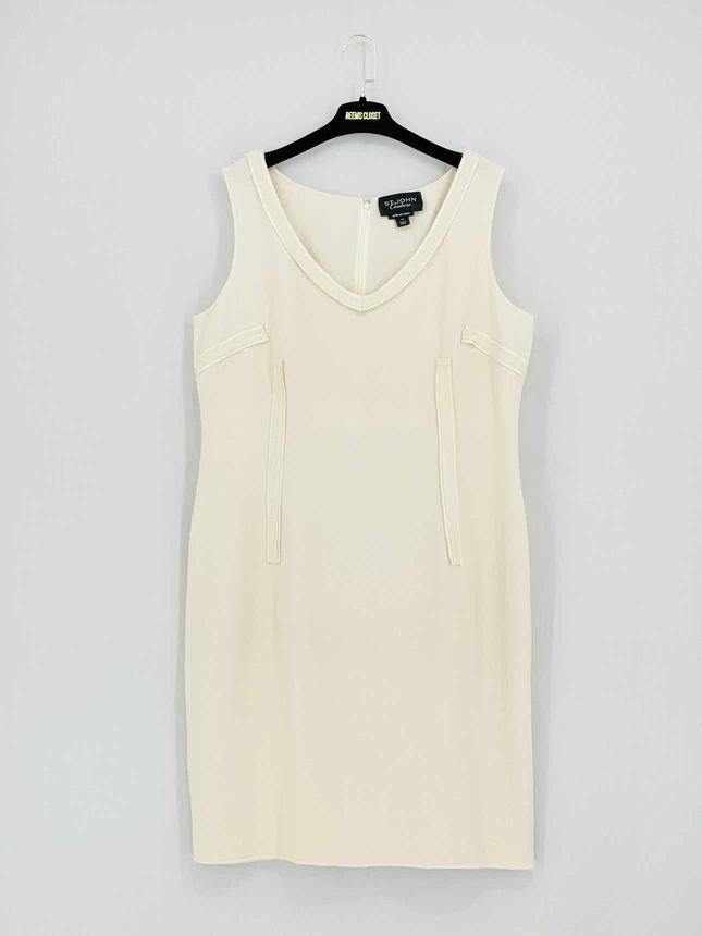 Pre-loved ST. JOHN COUTURE Beige Size US 14 Knee Length Dress at Reems Closet