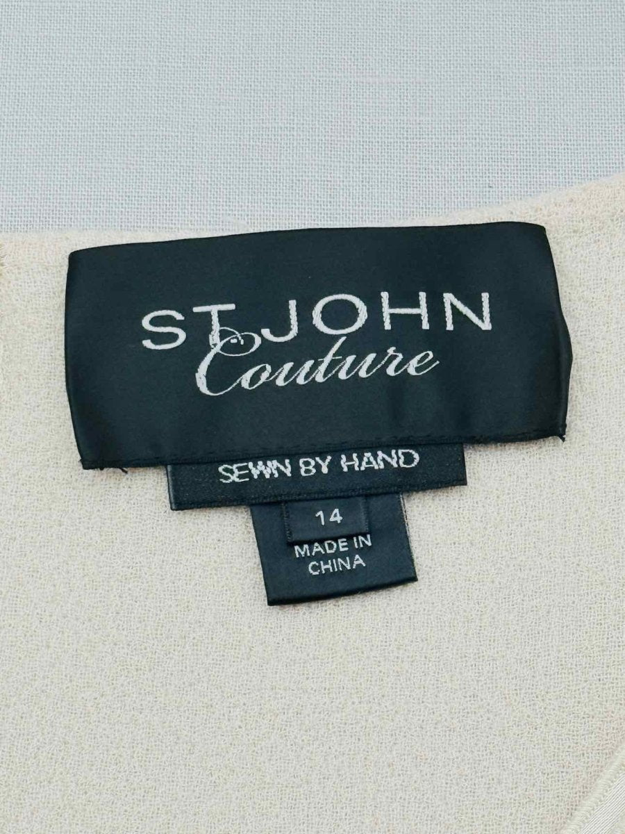 Pre-loved ST. JOHN COUTURE Beige Size US 14 Knee Length Dress at Reems Closet