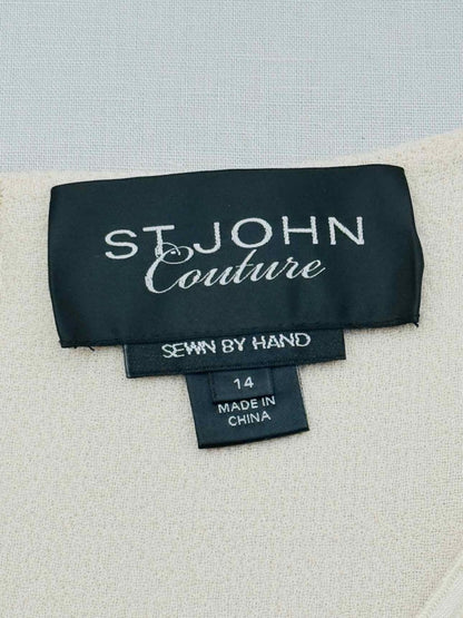 Pre-loved ST. JOHN COUTURE Beige Size US 14 Knee Length Dress at Reems Closet