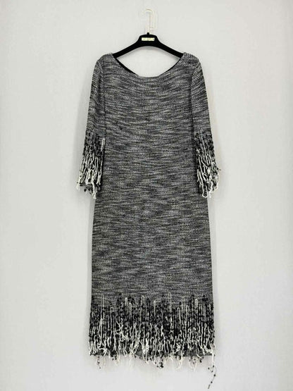 Pre-loved ST. JOHN Couture Black & White Size US 16 Midi Dress at Reems Closet