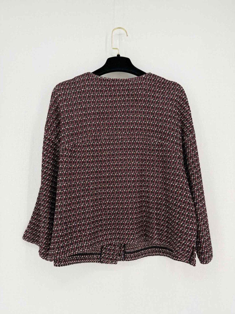 Pre - loved ST. JOHN COUTURE Red, Black & Beige Size US 14 Cardigan at Reems Closet