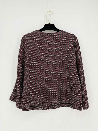 Pre - loved ST. JOHN COUTURE Red, Black & Beige Size US 14 Cardigan at Reems Closet