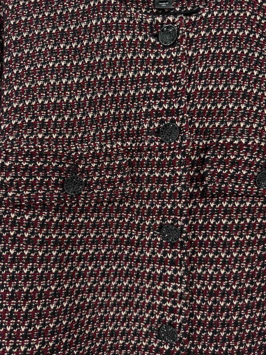 Pre - loved ST. JOHN COUTURE Red, Black & Beige Size US 14 Cardigan at Reems Closet