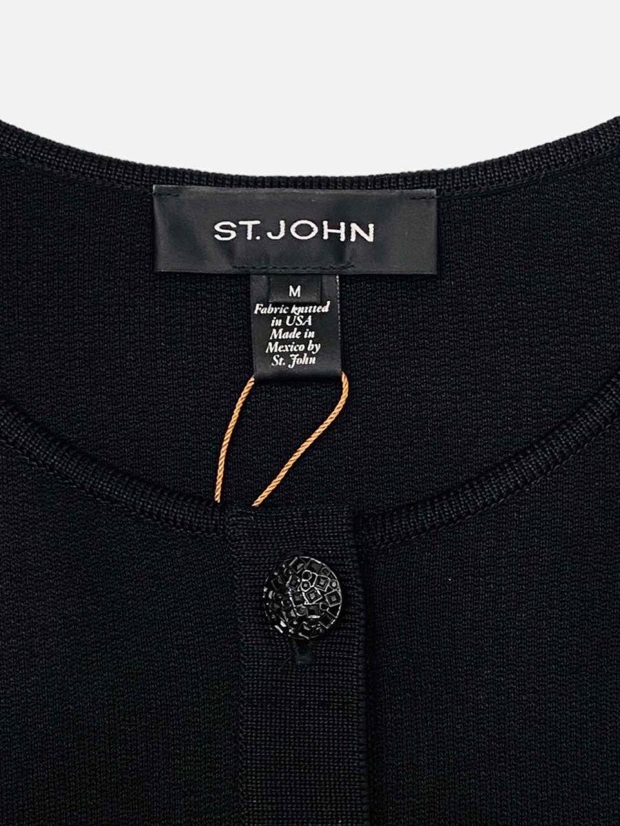 Pre - loved ST. JOHN Cropped Black Cardigan at Reems Closet