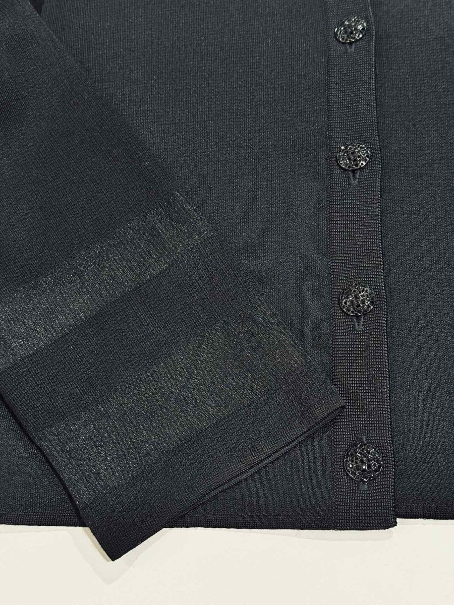 Pre - loved ST. JOHN Cropped Black Size Medium Cardigan at Reems Closet