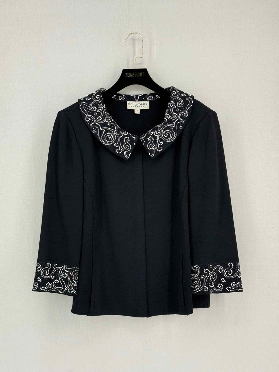 Pre-loved ST. JOHN Evening Black Size US 14 Outfit Set at Reems Closet
