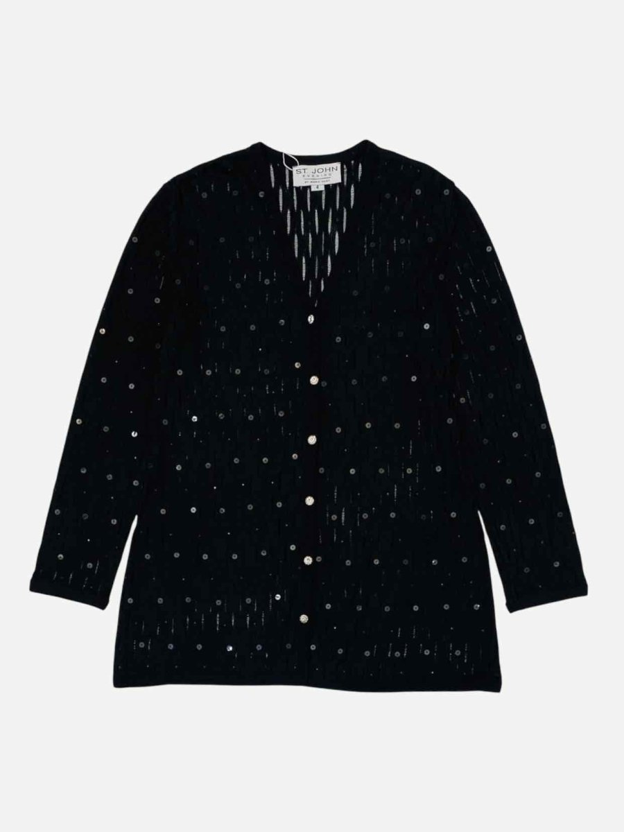 Pre - loved ST. JOHN EVENING Knit Black Cardigan at Reems Closet