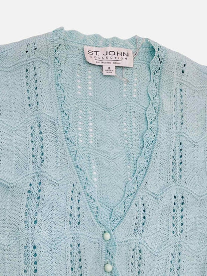 Pre - loved ST. JOHN Knit Blue Cardigan at Reems Closet