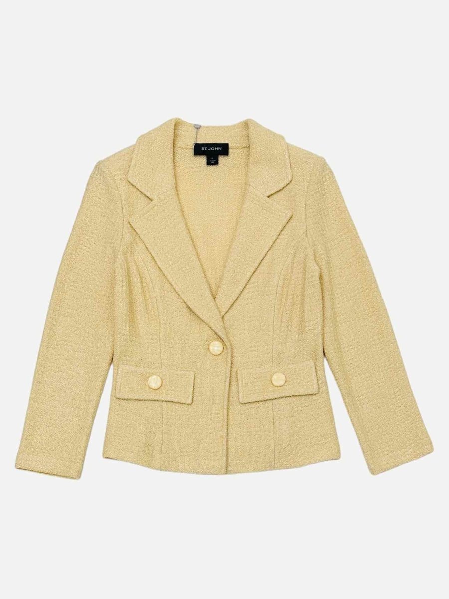 Pre-loved ST. JOHN Knit Yellow Size US 6 Jacket & Skirt at Reems Closet