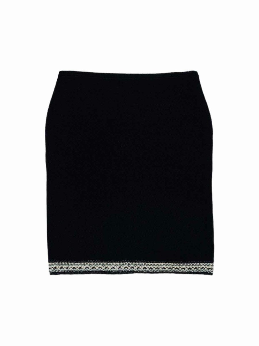 Pre - loved ST. JOHN Knitted Black Size US 10 Knee Length Skirt at Reems Closet