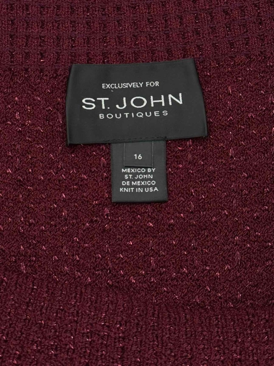 Pre - loved ST. JOHN Maroon Size US 16 Knee Length Dress at Reems Closet