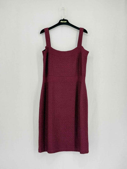 Pre - loved ST. JOHN Maroon Size US 16 Knee Length Dress at Reems Closet