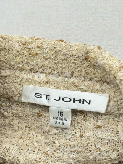 Pre-loved ST. JOHN Metallic Beige Size US 16 Jacket at Reems Closet