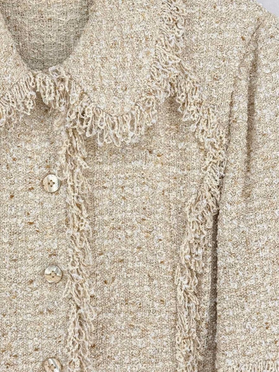 Pre-loved ST. JOHN Metallic Beige Size US 16 Jacket at Reems Closet