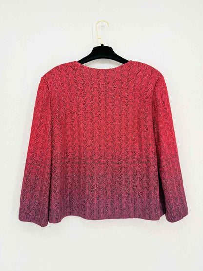 Pre - loved ST. JOHN Red & Burgundy Size US 16 Cardigan at Reems Closet