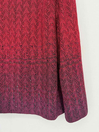 Pre - loved ST. JOHN Red & Burgundy Size US 16 Cardigan at Reems Closet