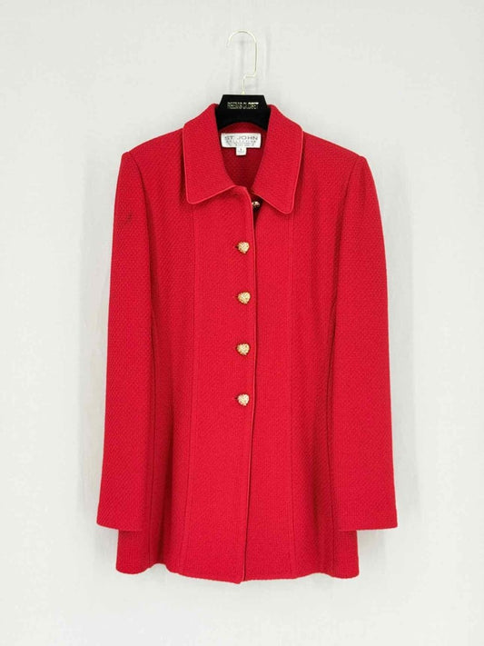 Pre - loved ST. JOHN Santana Red Size US 8 Jacket at Reems Closet