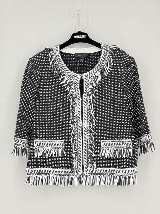 Pre-loved ST. JOHN Speckled Nita Black & White Size US 16 Jacket at Reems Closet