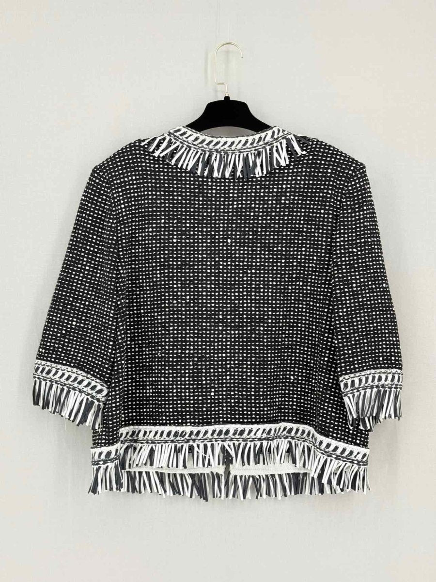 Pre-loved ST. JOHN Speckled Nita Black & White Size US 16 Jacket at Reems Closet