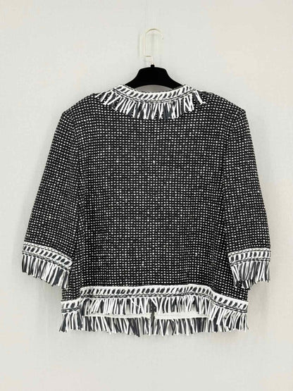 Pre-loved ST. JOHN Speckled Nita Black & White Size US 16 Jacket at Reems Closet