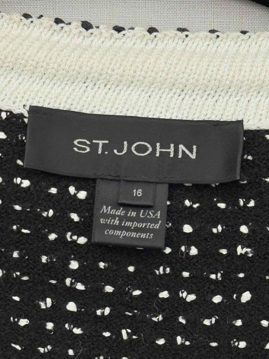 Pre-loved ST. JOHN Speckled Nita Black & White Size US 16 Jacket at Reems Closet