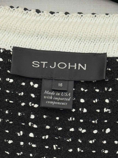 Pre-loved ST. JOHN Speckled Nita Black & White Size US 16 Jacket at Reems Closet