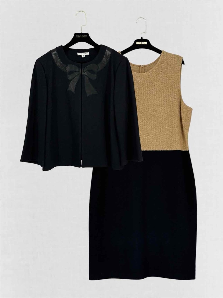 Pre-loved ST. JOHN Two Tone Black & Beige Size US 16 Outfit Set at Reems Closet