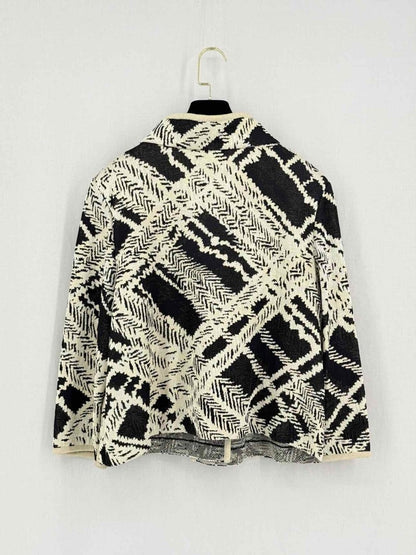 Pre-loved ST. JOHN White & Black Jacquard Size US 16 Jacket at Reems Closet