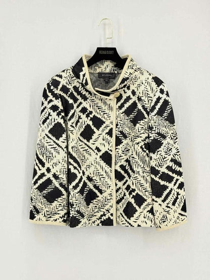Pre-loved ST. JOHN White & Black Jacquard Size US 16 Jacket at Reems Closet