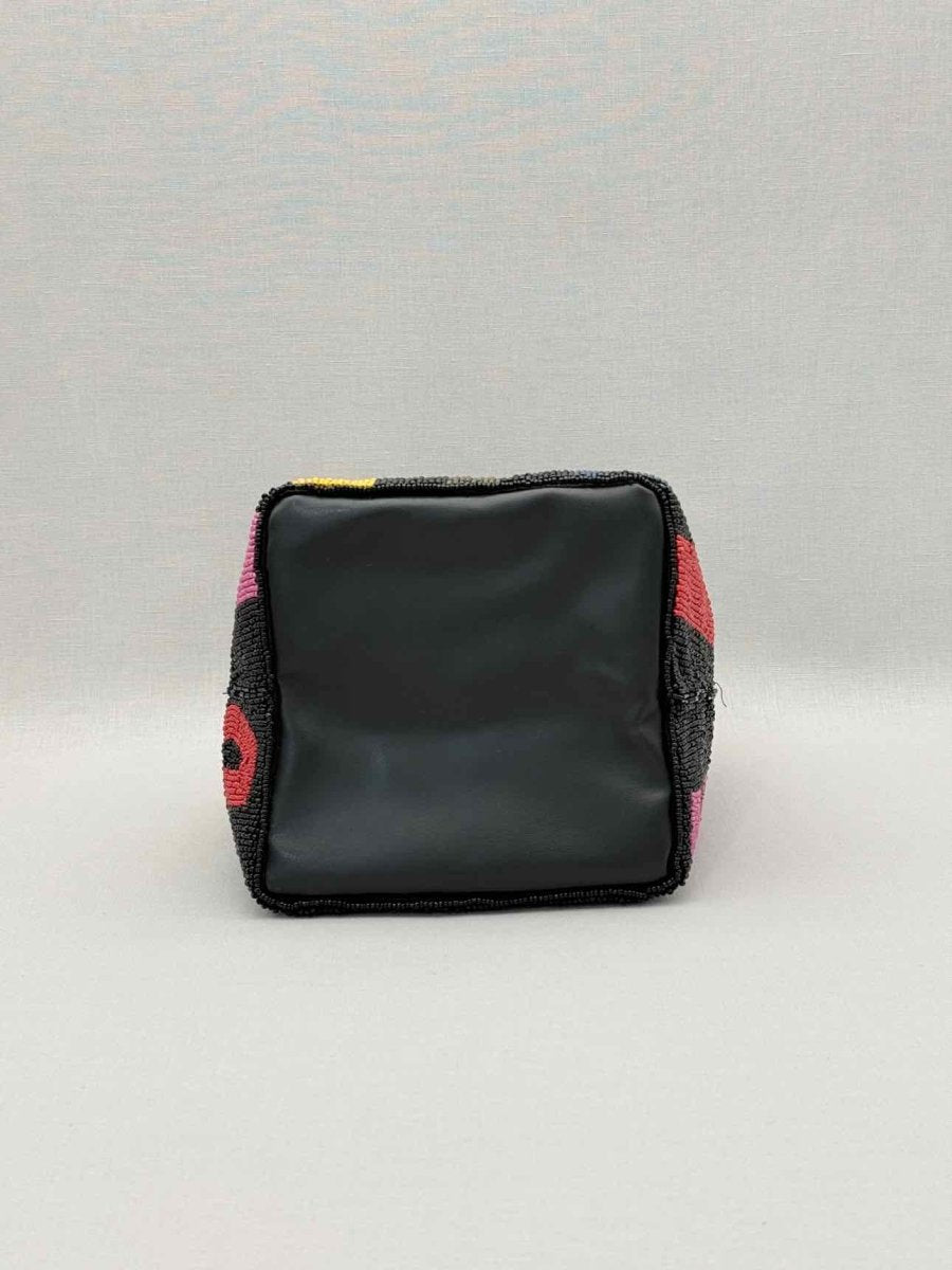 Pre-loved STAUD Cote Black Multicolor Mosaic Stripe Bucket Bag at Reems Closet