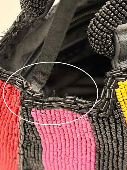Pre-loved STAUD Cote Black Multicolor Mosaic Stripe Bucket Bag at Reems Closet