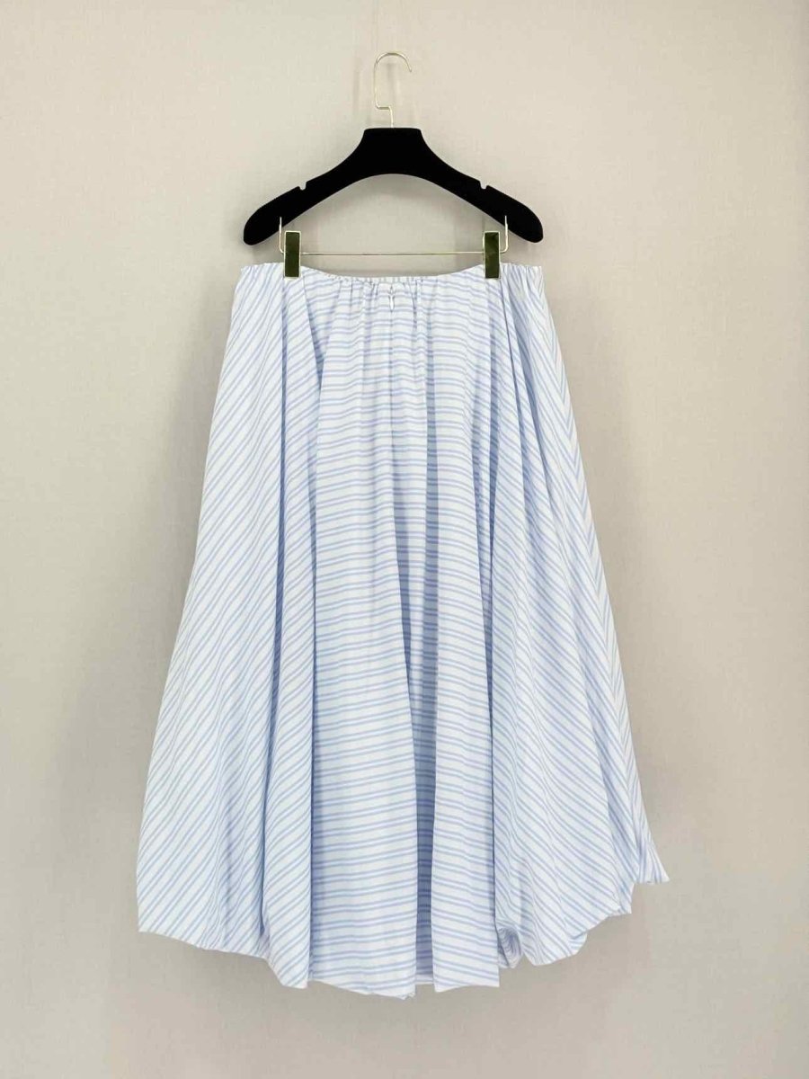 Pre-loved STAUD Mariposa Blue & White Size Large Midi Skirt at Reems Closet