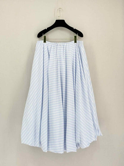 Pre-loved STAUD Mariposa Blue & White Size Large Midi Skirt at Reems Closet