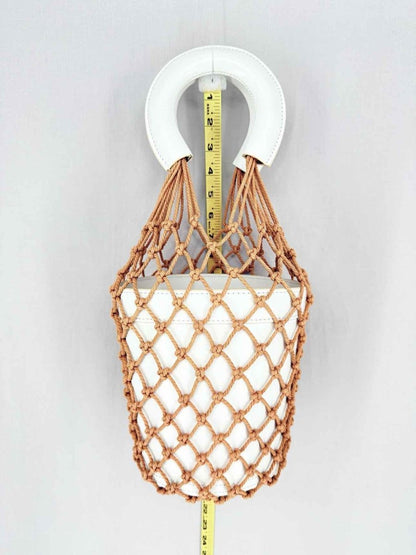 Pre - loved STAUD Moreau White & Brown Top Handle at Reems Closet