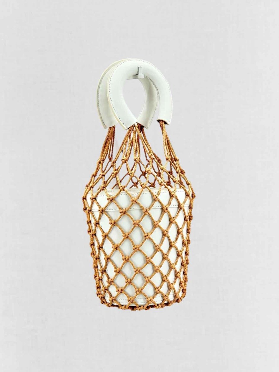 Pre - loved STAUD Moreau White & Brown Top Handle at Reems Closet