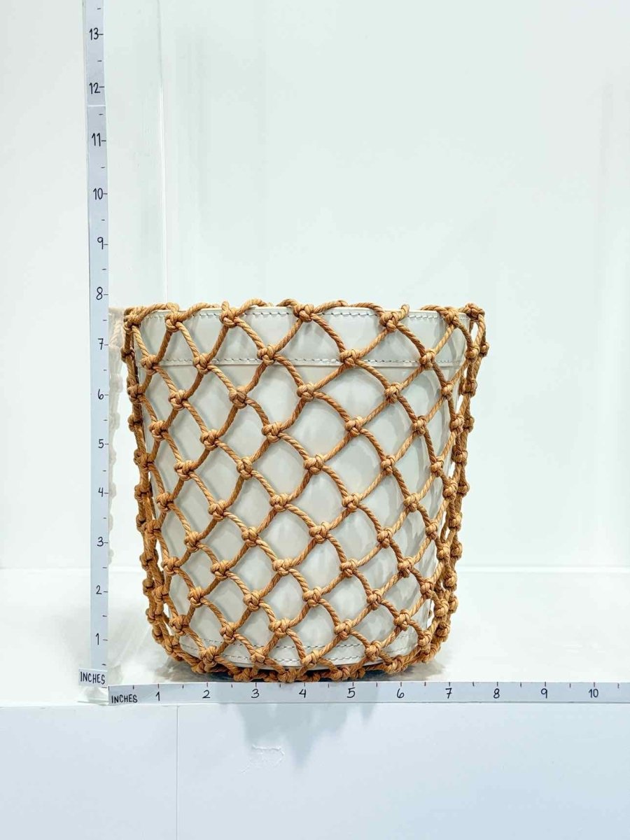 Pre - loved STAUD Moreau White & Brown Top Handle at Reems Closet