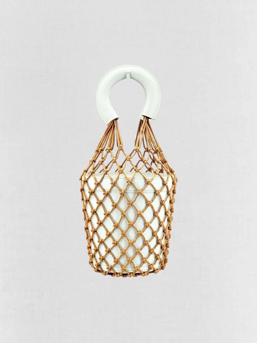 Pre - loved STAUD Moreau White & Brown Top Handle at Reems Closet