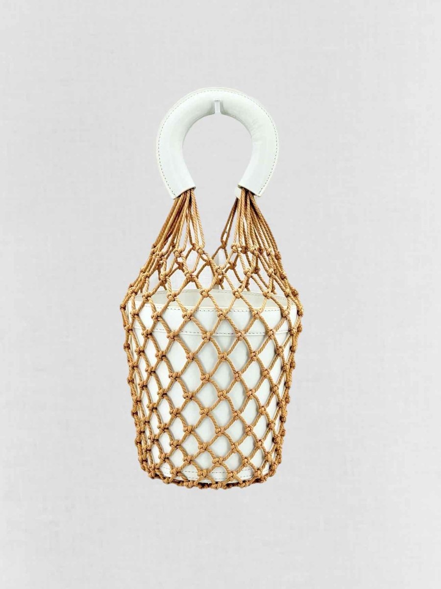 Pre - loved STAUD Moreau White & Brown Top Handle at Reems Closet