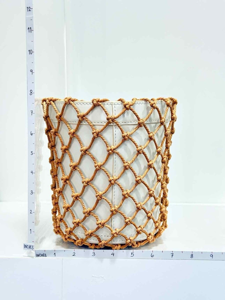 Pre - loved STAUD Moreau White & Brown Top Handle at Reems Closet