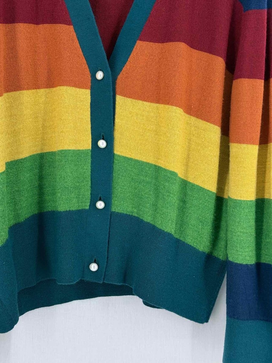 Pre - loved STAUD Multicolor Striped Size Large Cardigan at Reems Closet