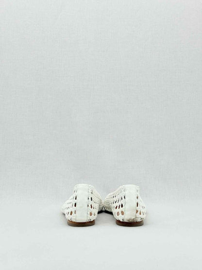 Pre - loved STAUD Nelll White Woven Size EU 38 Ballet Flats at Reems Closet