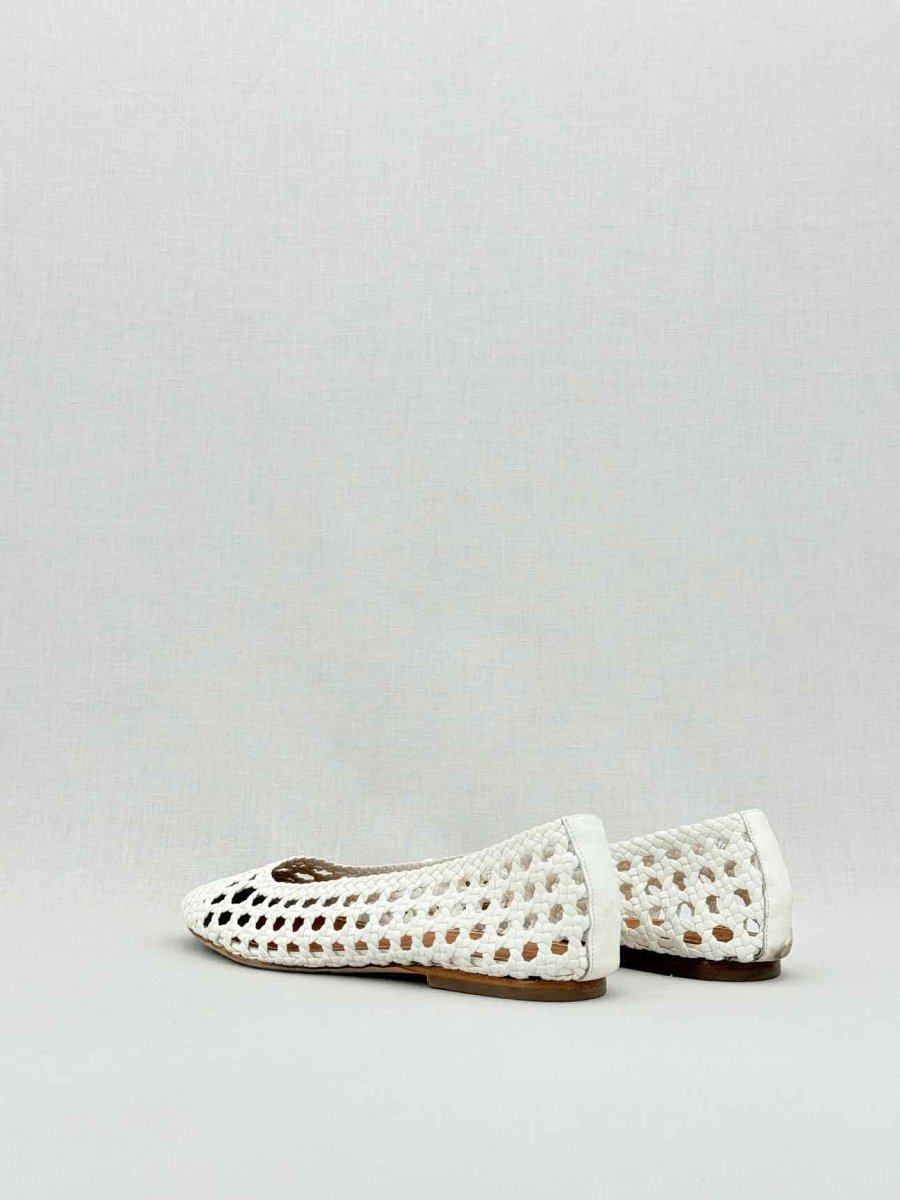 Pre - loved STAUD Nelll White Woven Size EU 38 Ballet Flats at Reems Closet