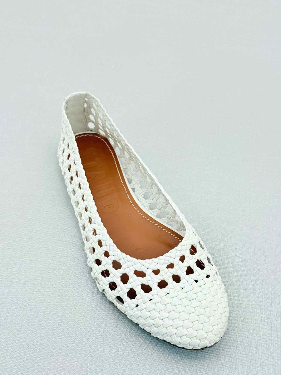 Pre - loved STAUD Nelll White Woven Size EU 38 Ballet Flats at Reems Closet